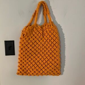 J Crew yellow orange Cadiz hand knotted bag